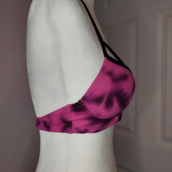 VS PINK SWIM TIE DYE PINK PADDED SPORTY SWIM TOP - Picture 3 of 4